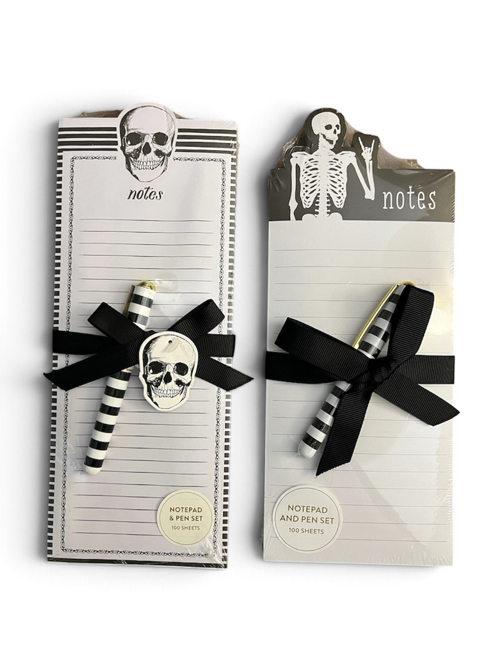 2 count, Magnetic Notepads List & Pens, Goth Skull Skeleton Halloween Eccolo NEW